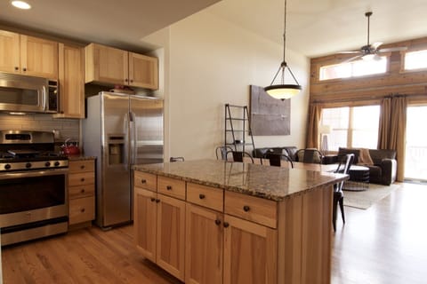 Open concept floor plan with huge kitchen island