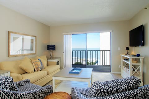 Living Room with beautiful views of the Gulf of Mexico.