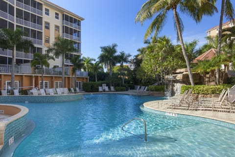 Zero entry resort style pool with hot tub and waterfall at your doorstep.