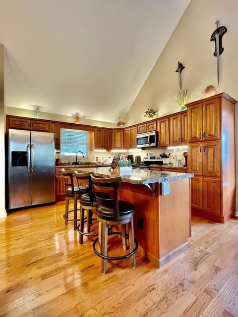 Newly renovated kitchen with new appliances.