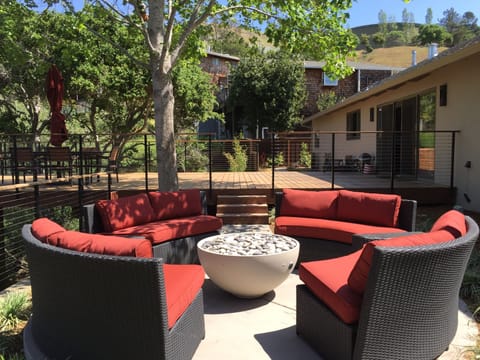 Comfy sectional for relaxing by the fire pit seats up to 8 adults comfortably