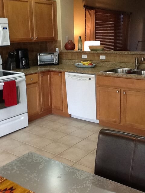 The kitchen is fully equipped with microwave, toaster oven, drip coffee maker.