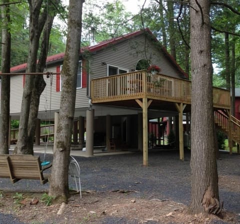 The cottage as seen from the top of the creek bank.
