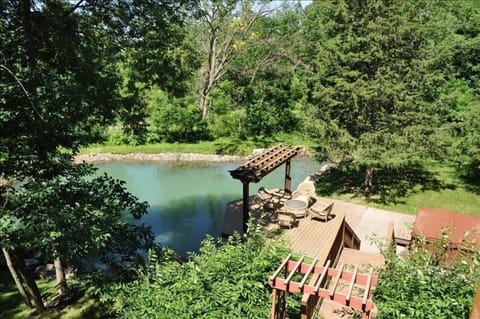 View from balconies of pond and woods.