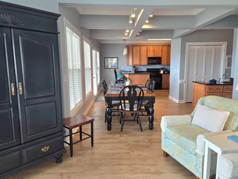 Living room, dining area, kitchen