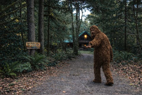 Big Foot welcomes you to Sky River Lodge, enjoy the seclusion and river frontage