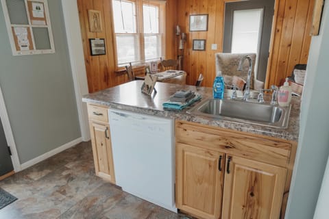 Dishwasher available for your convenience. Drip coffee maker in kitchen.