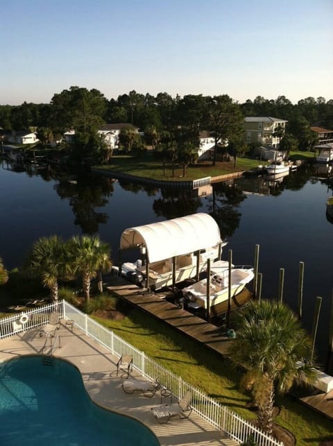Canal and Pool view from large private balcony (Back balcony)