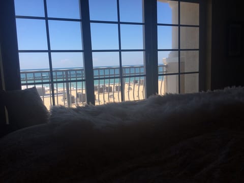 Wake up to wide Gulf of Mexico view from your bed!  Coffee on private balcony.