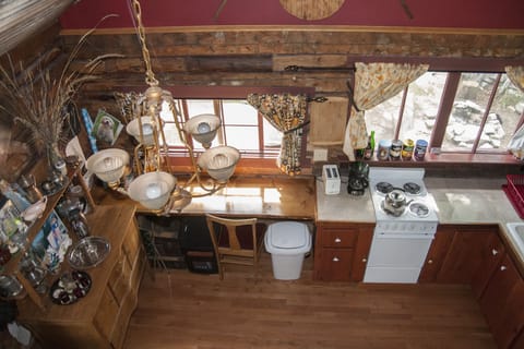 Looking down from loft