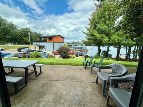 Patio overlooking Yacht Club and Lake Minocqua