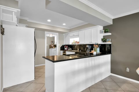 Fully stocked kitchen.