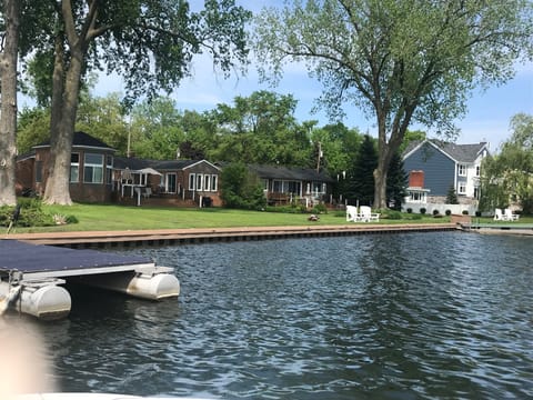 Swim dock with ladder at both lake rentals.