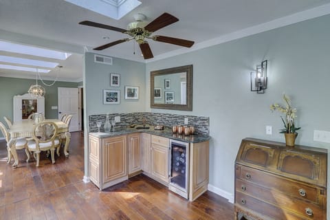 Wet Bar with Beverage Cooler and Copper Sink