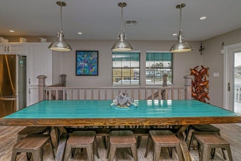 Custom built dining room table seats 14. 
