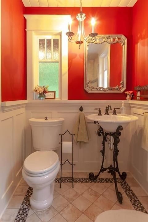Stunning bathroom with large shower and rainshower head.
