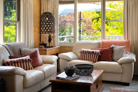 sunny reading room overlooks the deck