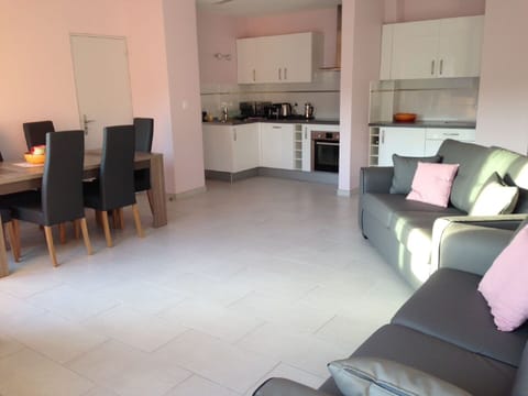 Kitchen, dining, living room
