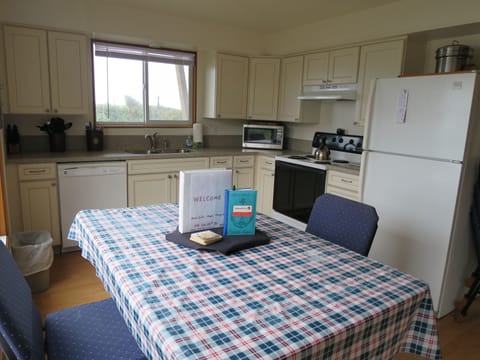 Kitchen has microwave and dishwasher