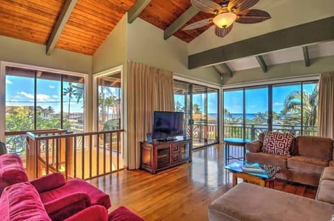 Living area enjoys ocean views