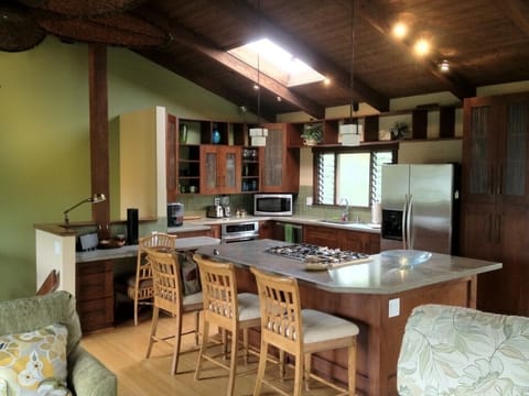 fully stocked very open kitchen-great room.