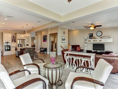 Sitting area by doors leading out to balcony