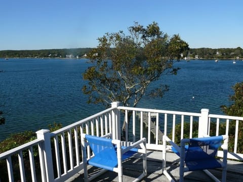 Master bedroom deck has a 180 degree view of the Lagoon to Vineyard Haven.