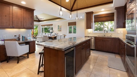 Built in wine fridge in the island