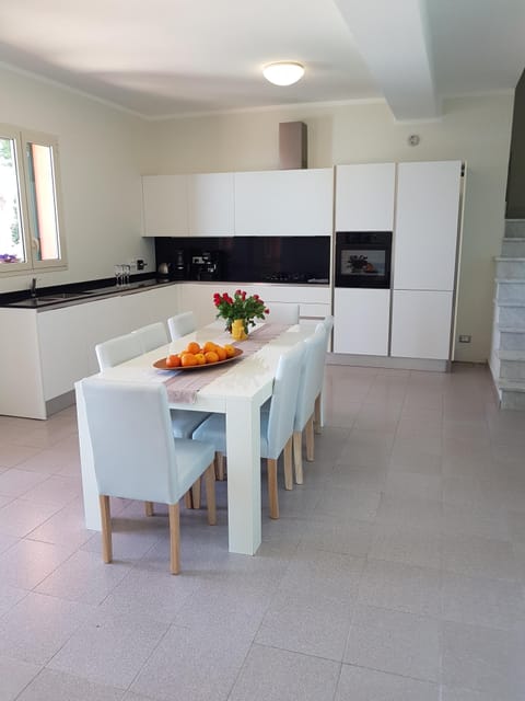 Downstairs dining room and kitchen