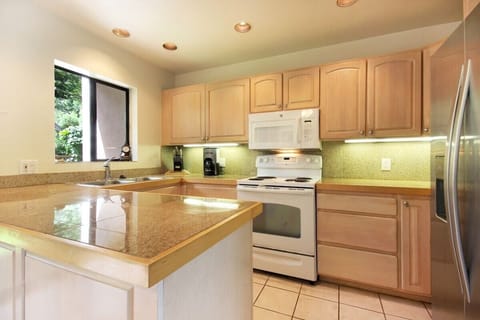 Fully stocked kitchen for easy meal prep.