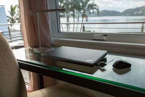 Working remotely? At Pacific Tradewinds you can do both! We have WIFI available for unlimited internet connection. This work space comes with an inspiring view!