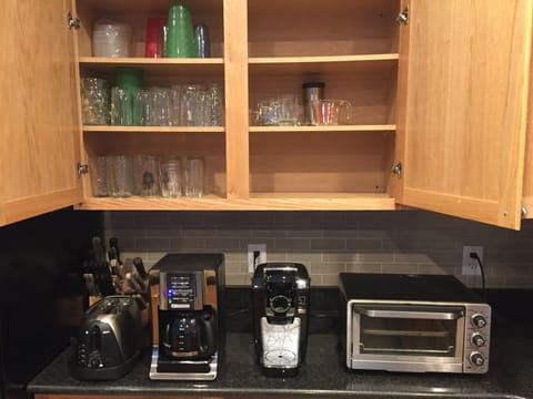 toaster, 12 cup coffee maker,keurig and conventional oven . 