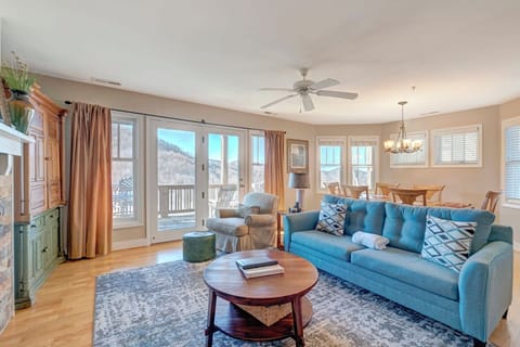 Living Room--- Cozy Fireplace, TV, Mountain View