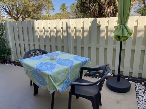 Private fenced patio 