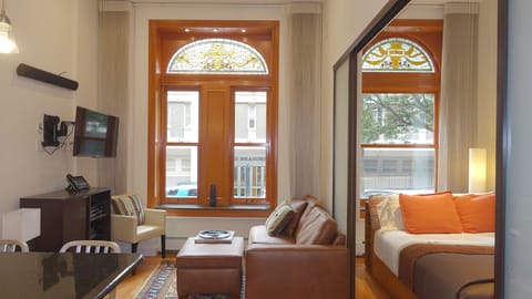 Living Room & Bedroom View with Original Stained Glass Windows - Default Picture