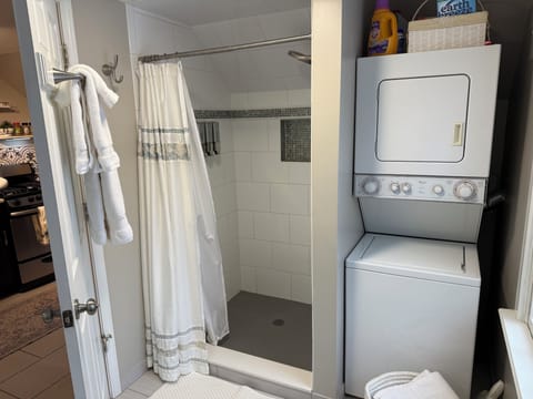 Bathroom and door to the kitchen.