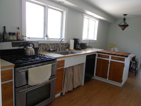Kitchen with Jenn Air stove/oven.