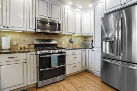 Kitchen with stainless steel appliances
