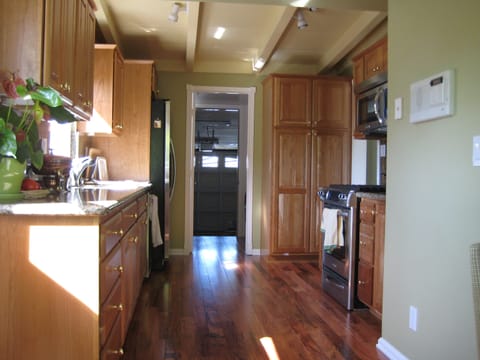 Upscale kitchen is very amply equipped.