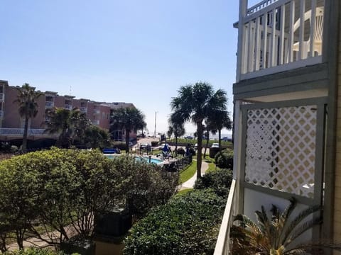View from the balcony looking out towards the Gulf. Also it shows 1 of the pools