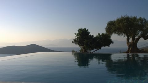 Panoramic view of the Mirabello bay from the overflow swimming pool.