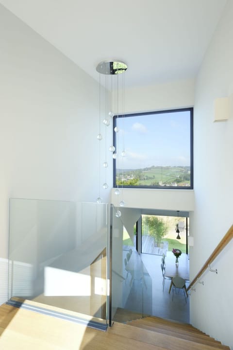 Entry is over a striking bridge, open the door and start to appreciate the views