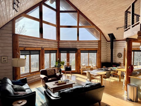 Open floor plan with 24 foot ceilings and Catskill mountain views.