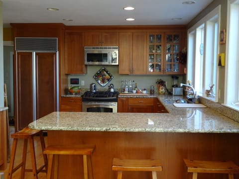 Kitchen with water view