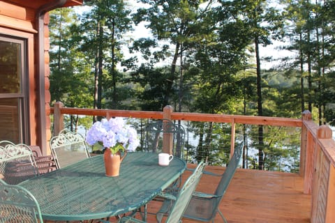 Deck for morning coffee overlooking the lake
