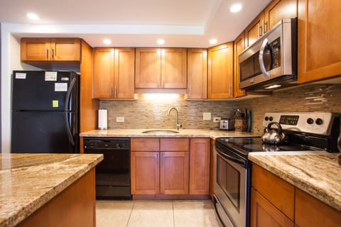 Very well stocked kitchen upgraded in 2013 with new cabinets and appliances