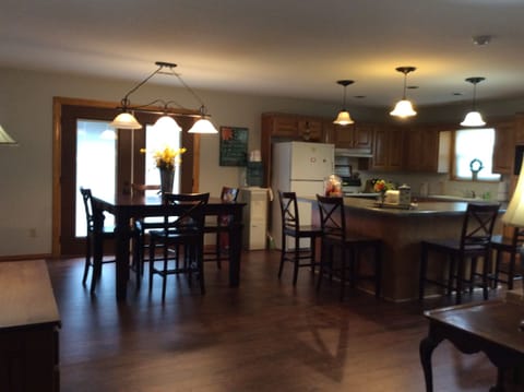 View of dining and kitchen area from living room