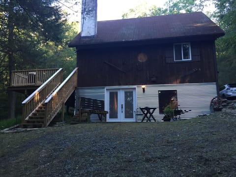 View of the house from the driveway entrance as you turn in from the cul-de-sac