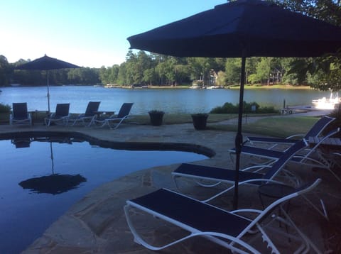 With over 500 feet of Lakefront, the views from the pebble pool are stunning !