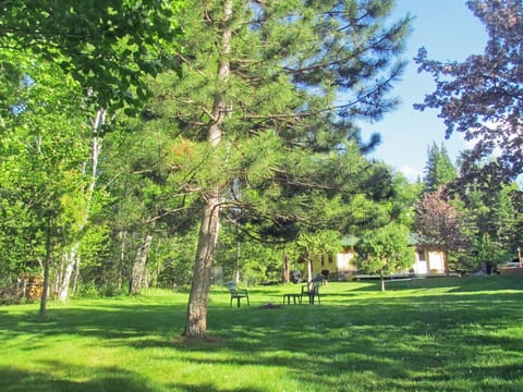 Gradual slope to the lake. Lots of space for your lawn activities or tents.